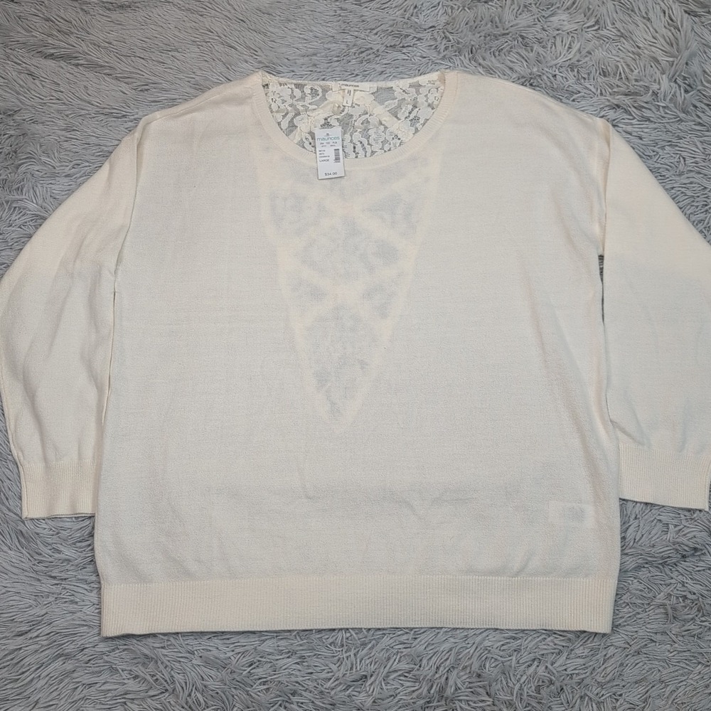 Maurices Sweater Womens L Soft Lace Career Casual Comfort Preppy Sheer New‎